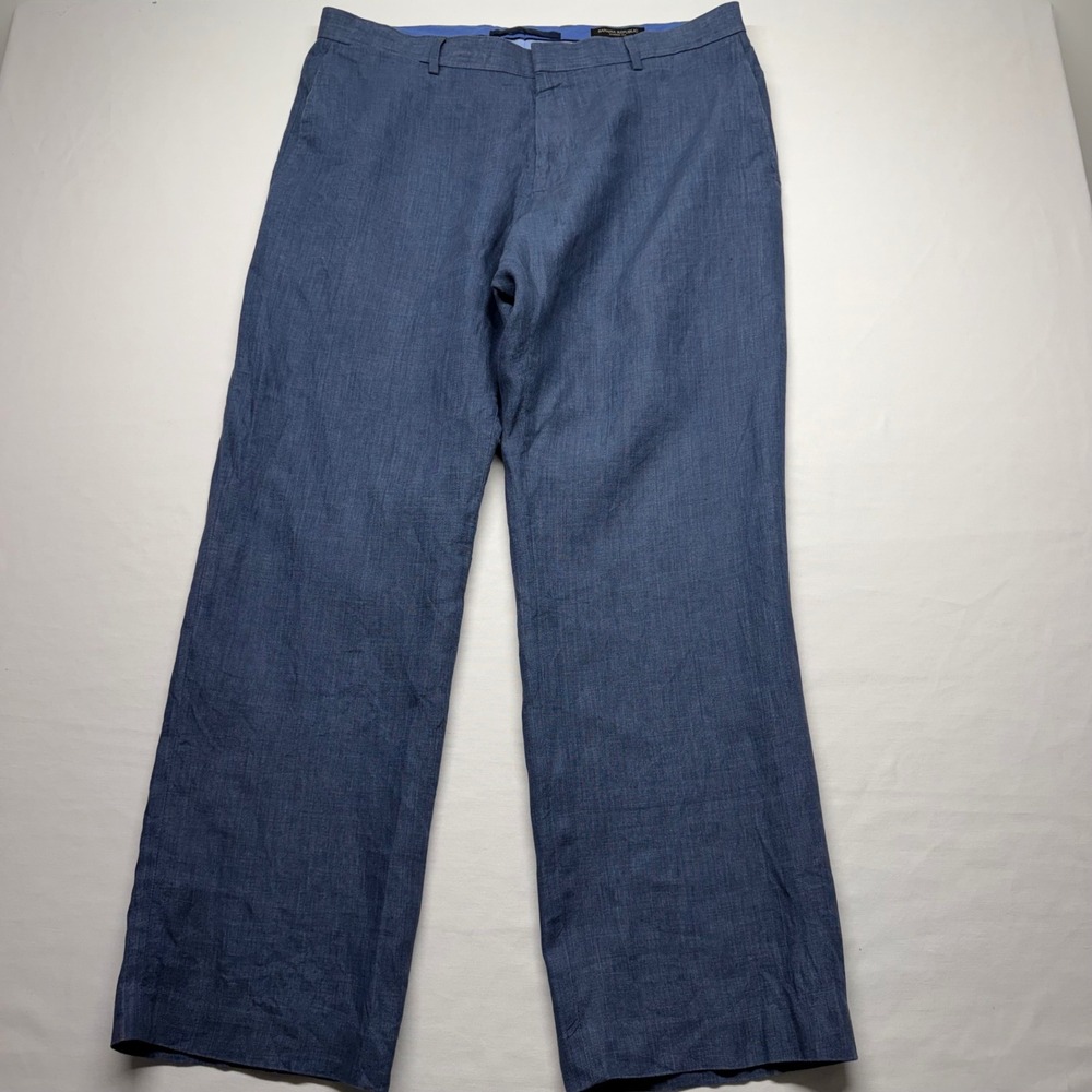 Banana Republic 100% Linen Pants Classic Fit 35x30 Blue Mens Straight Trousers